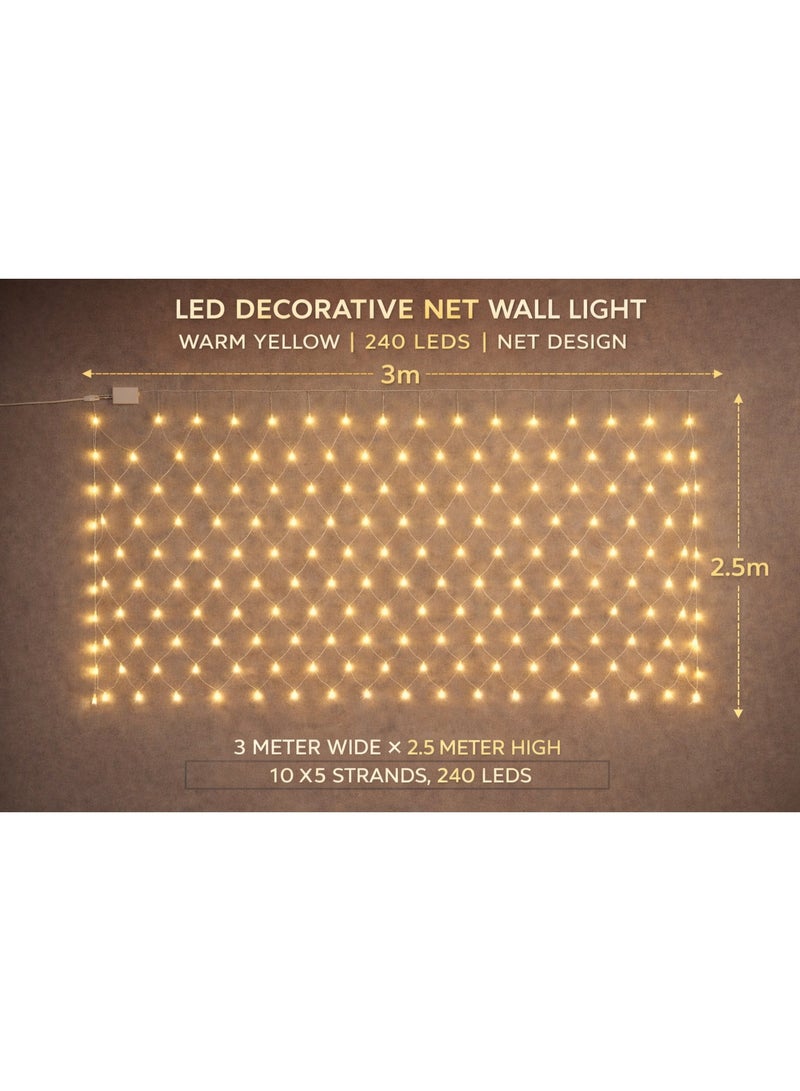 شبكة إضاءة حائط LED ديكورية لون أصفر دافئ 240 لمبة مقاس 3×2.5 متر 220 فولت - Image 5